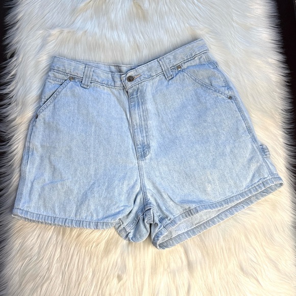 Lee Pants - Lee Vintage Riveted Dungarees Light Wash Denim Carpenter Shorts